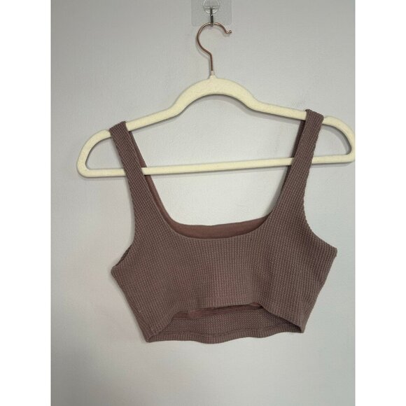Abercrombie & Fitch Brown Purple Ribbed Cropped Tank Top Women’s Size Small - Picture 4 of 5